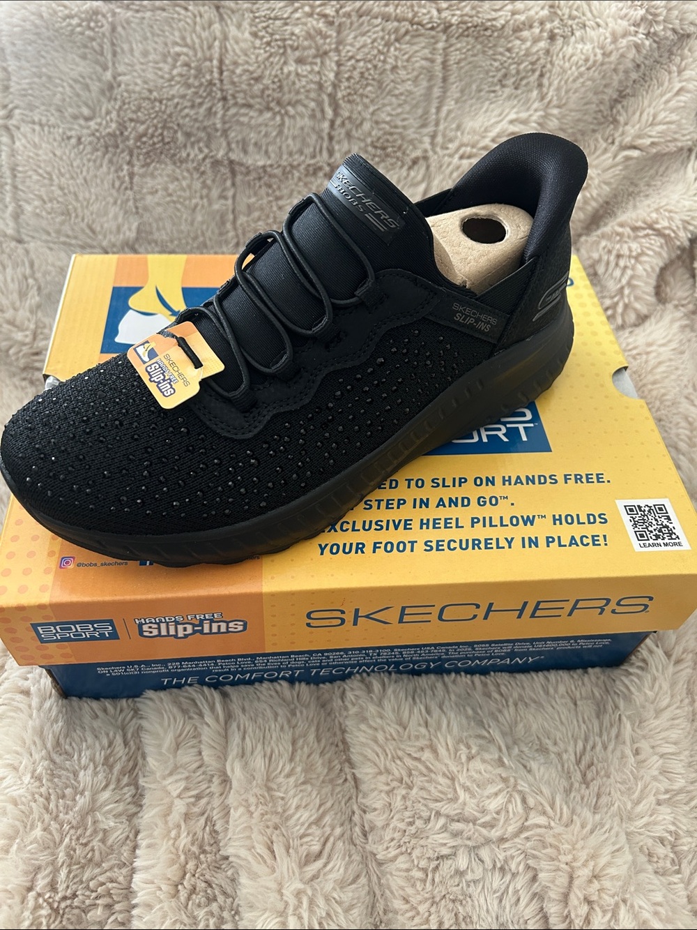 Skechers Black Slip-On Athletic Sneaker with Sparkle
